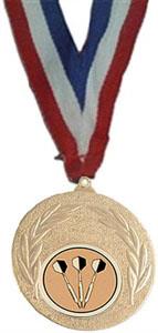 50mm Gold Budget Darts Medal and Ribbon